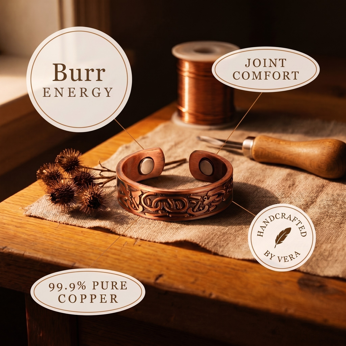 Hazel's Burr Copper Ring