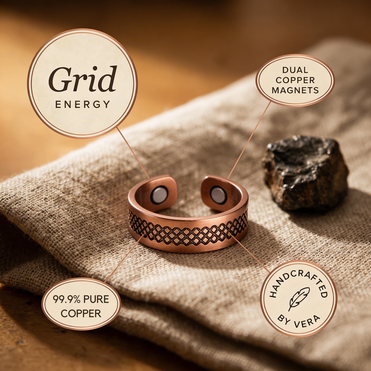 Hazel's Grid Copper Ring