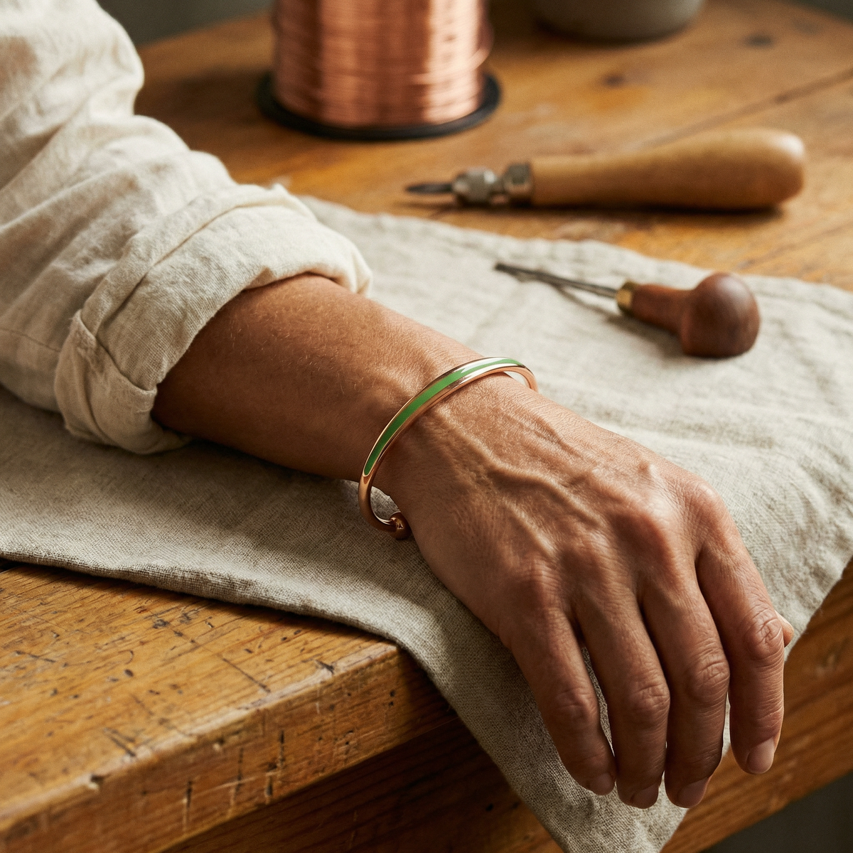 Hazel's Jade Copper Bracelet