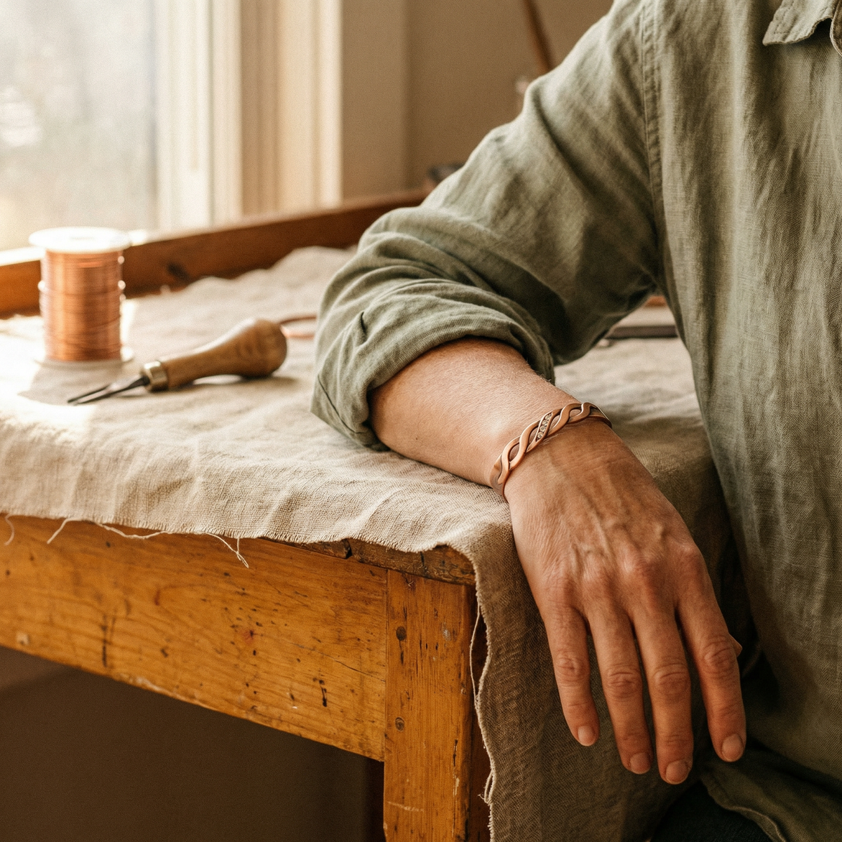 Hazel's Seam Copper Bracelet