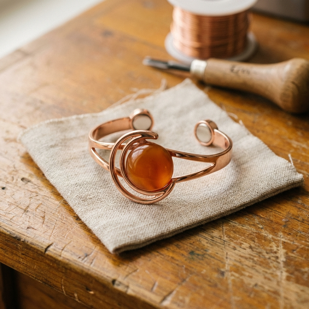 Hazel's Sphere Orange Copper Bracelet