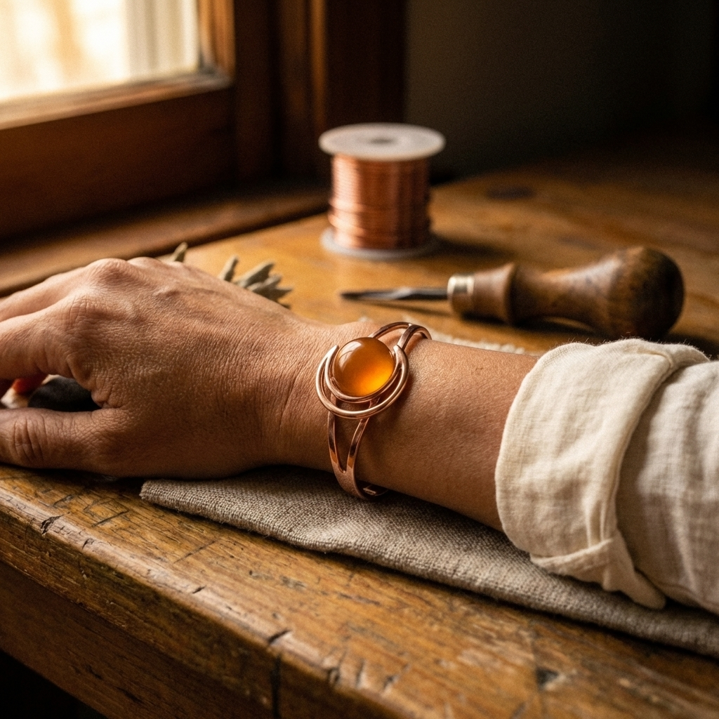 Hazel's Sphere Orange Copper Bracelet