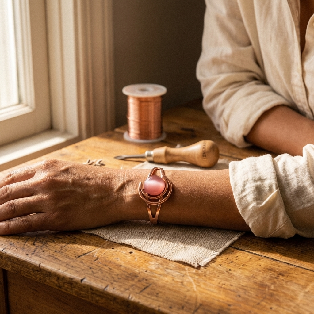 Hazel's Sphere Pink Copper Bracelet