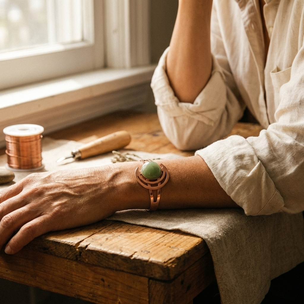 Hazel's Sphere Green Copper Bracelet