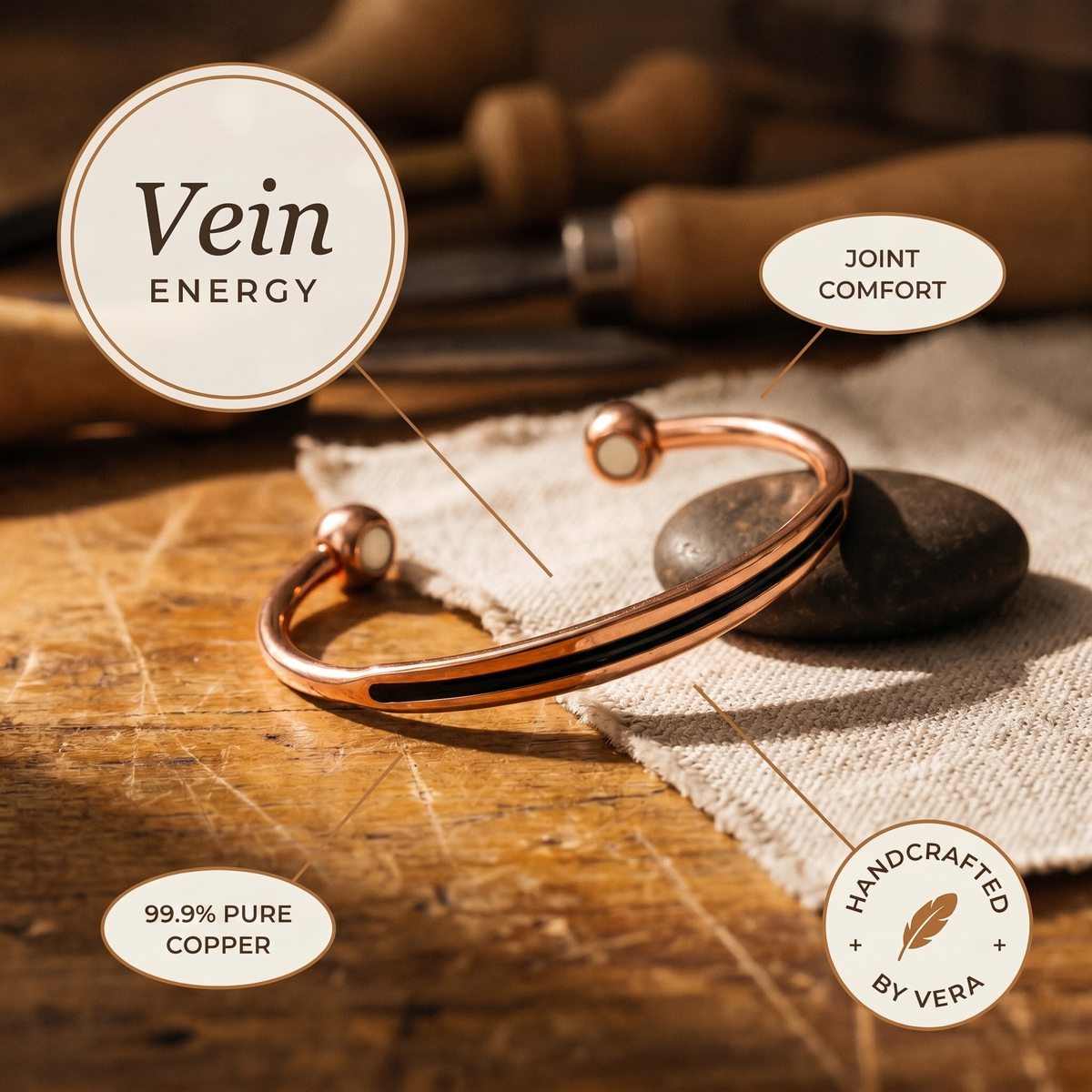 Hazel's Vein Copper Bracelet