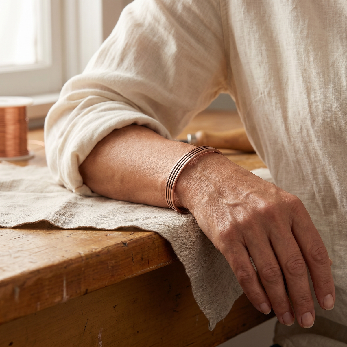Hazel's Sage Copper Bracelet