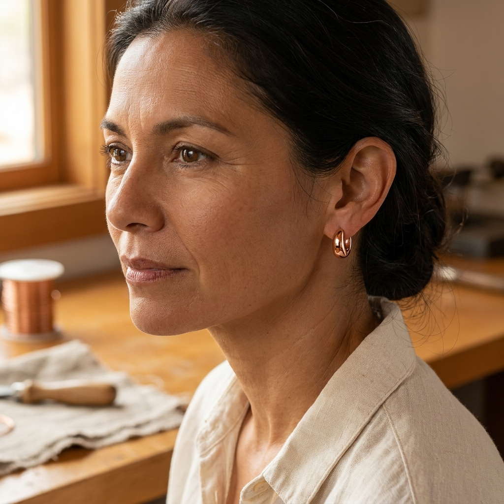 Hazel's Linnet Copper Hoop Earrings
