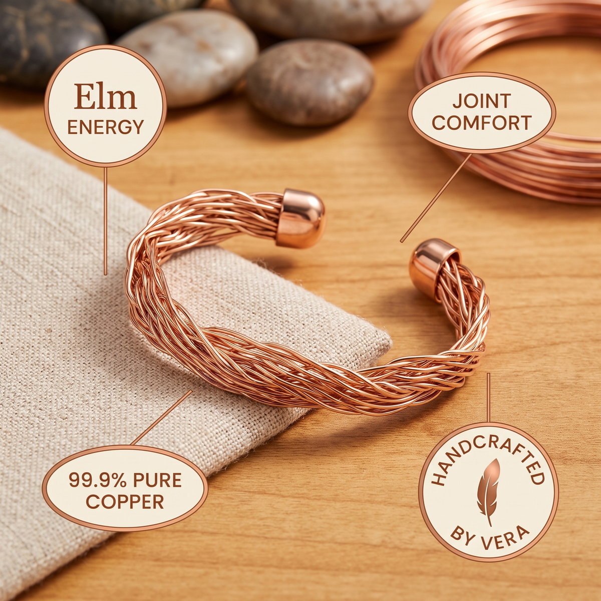 Hazel's Elm Copper Cuff Bracelet