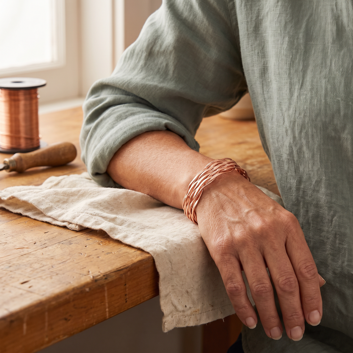 Hazel's Wisp Copper Bracelet
