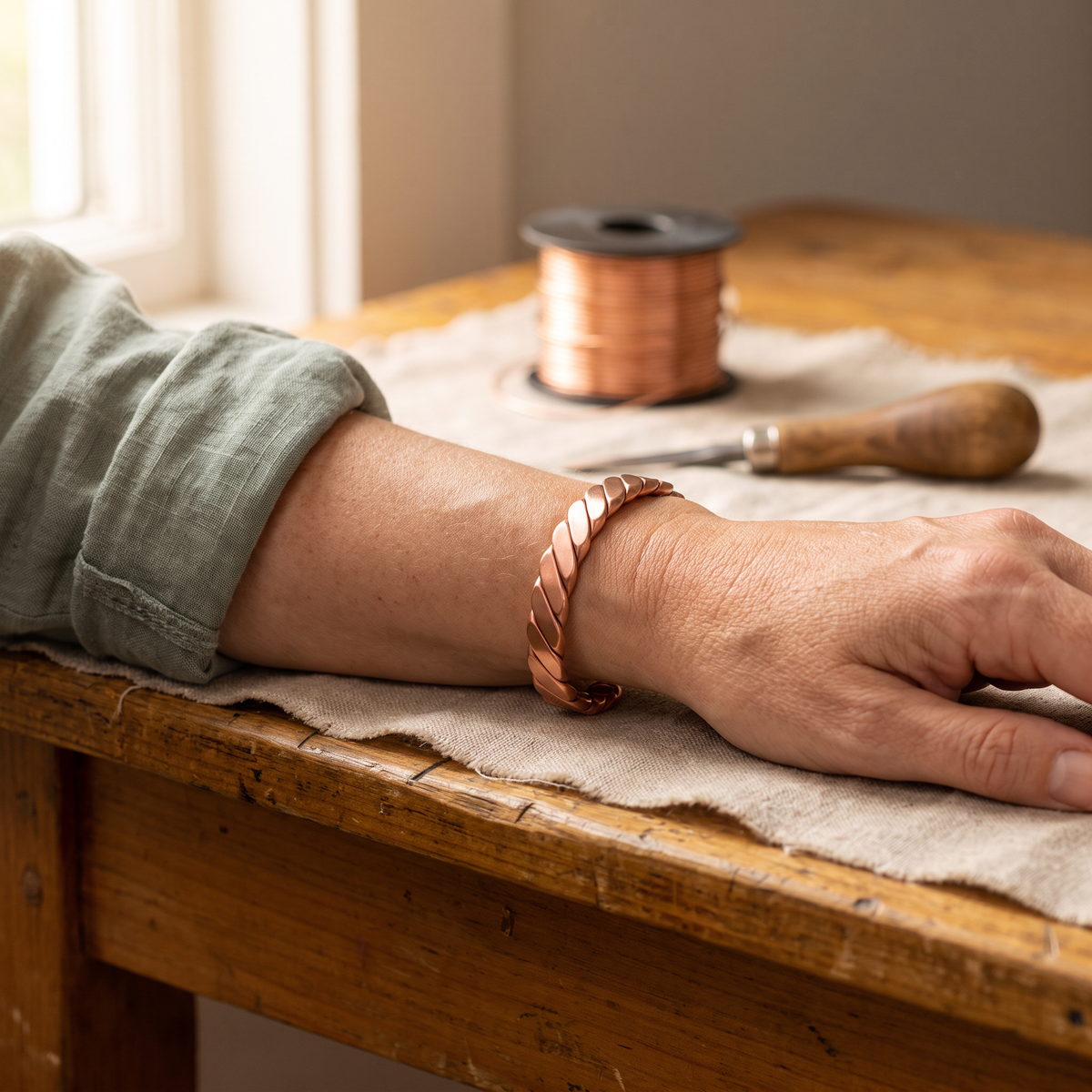 Hazel's Moss Copper Bracelet