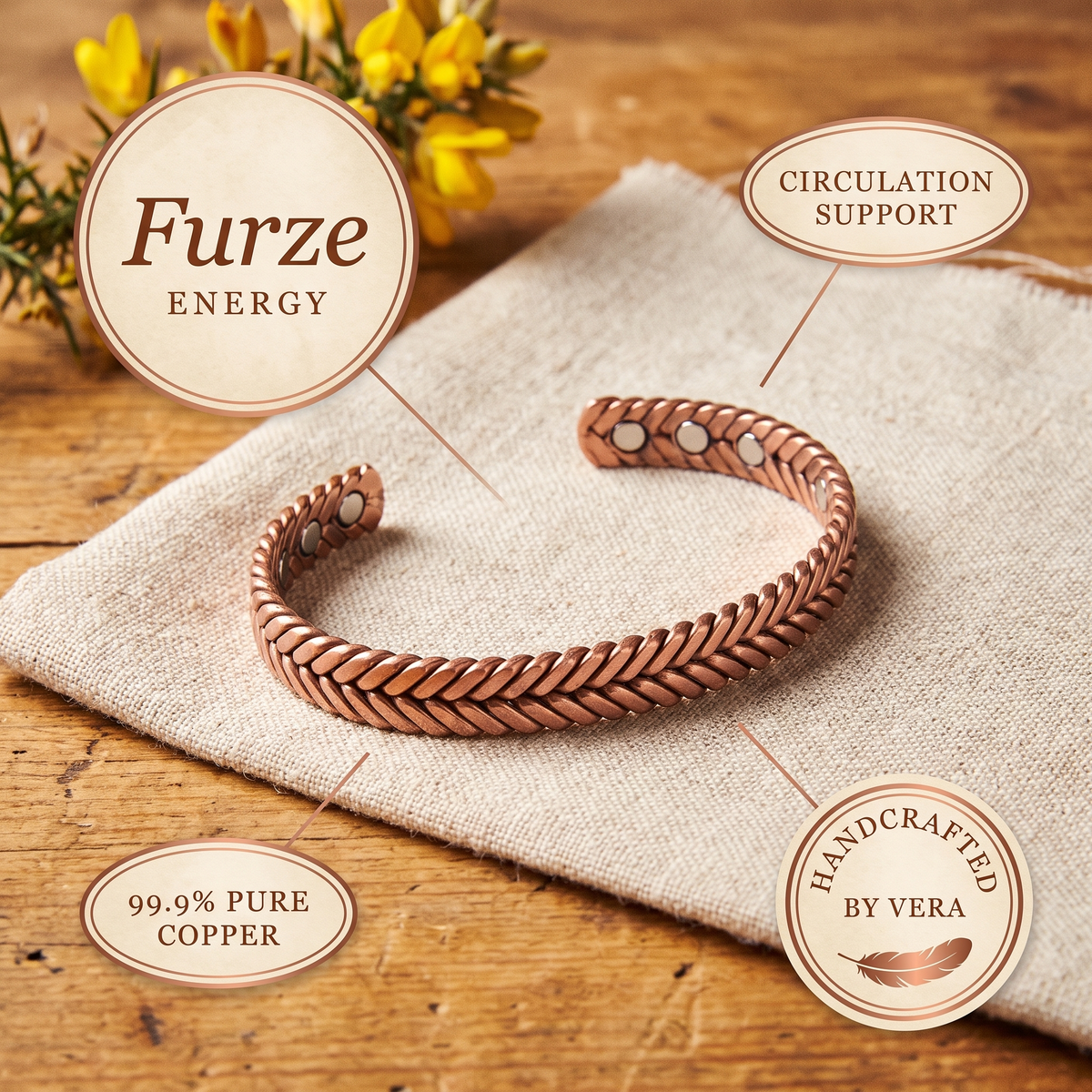 Hazel's Furze Copper Bracelet