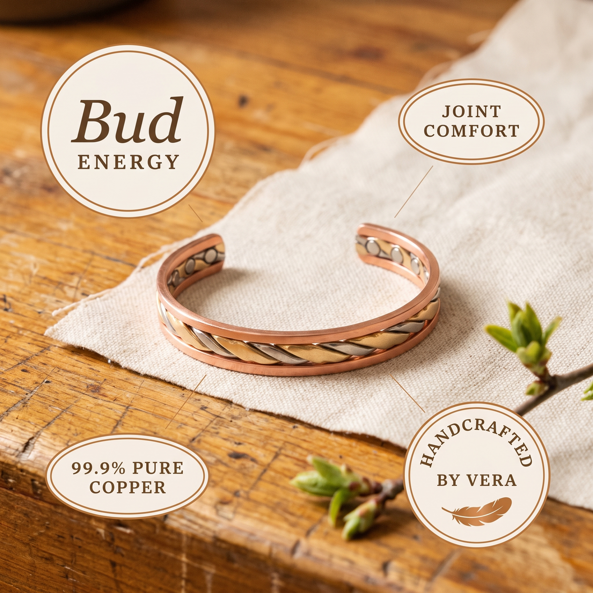 Hazel's Bud Copper Bracelet