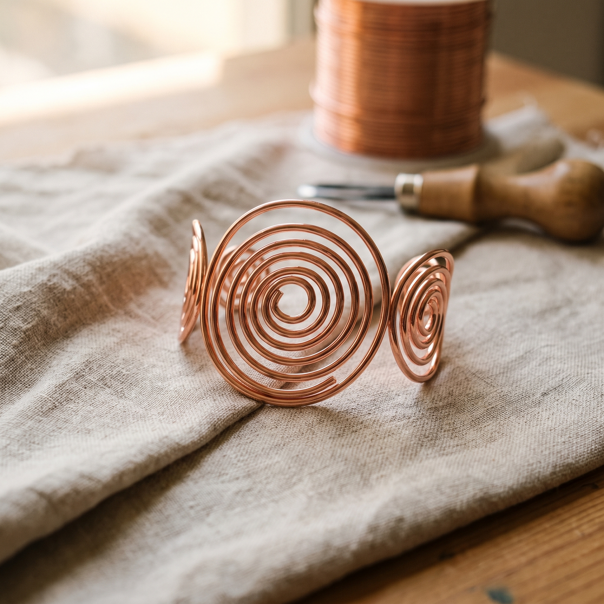 Hazel's Spiral Copper Bracelet